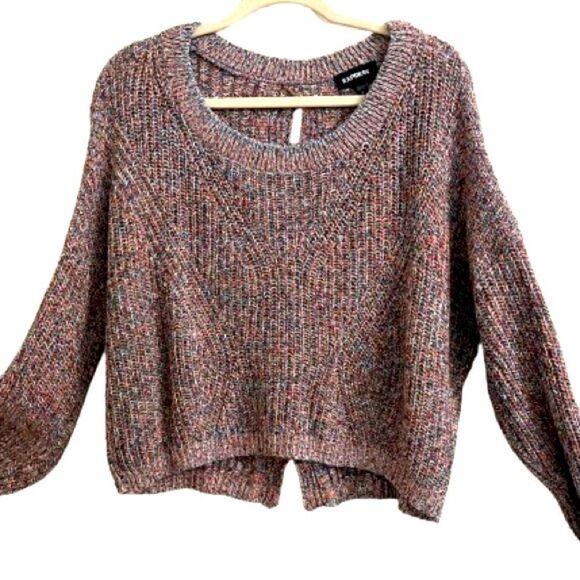 Express Colorful Crew Neck Sweater with Relaxed Fit and Chunky Knit - Picture 1 of 5